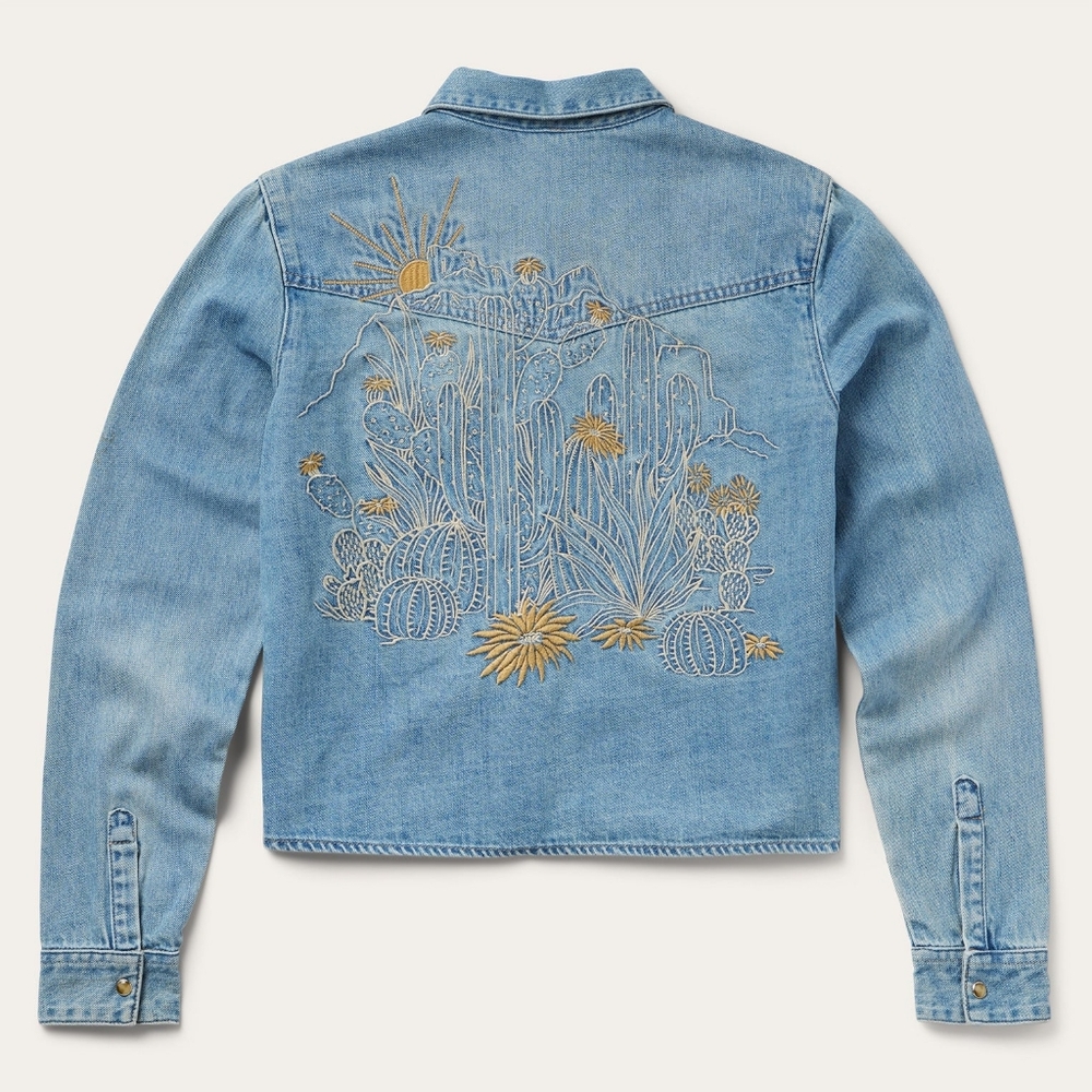Steston Embroidered Denim Cropped Shirt